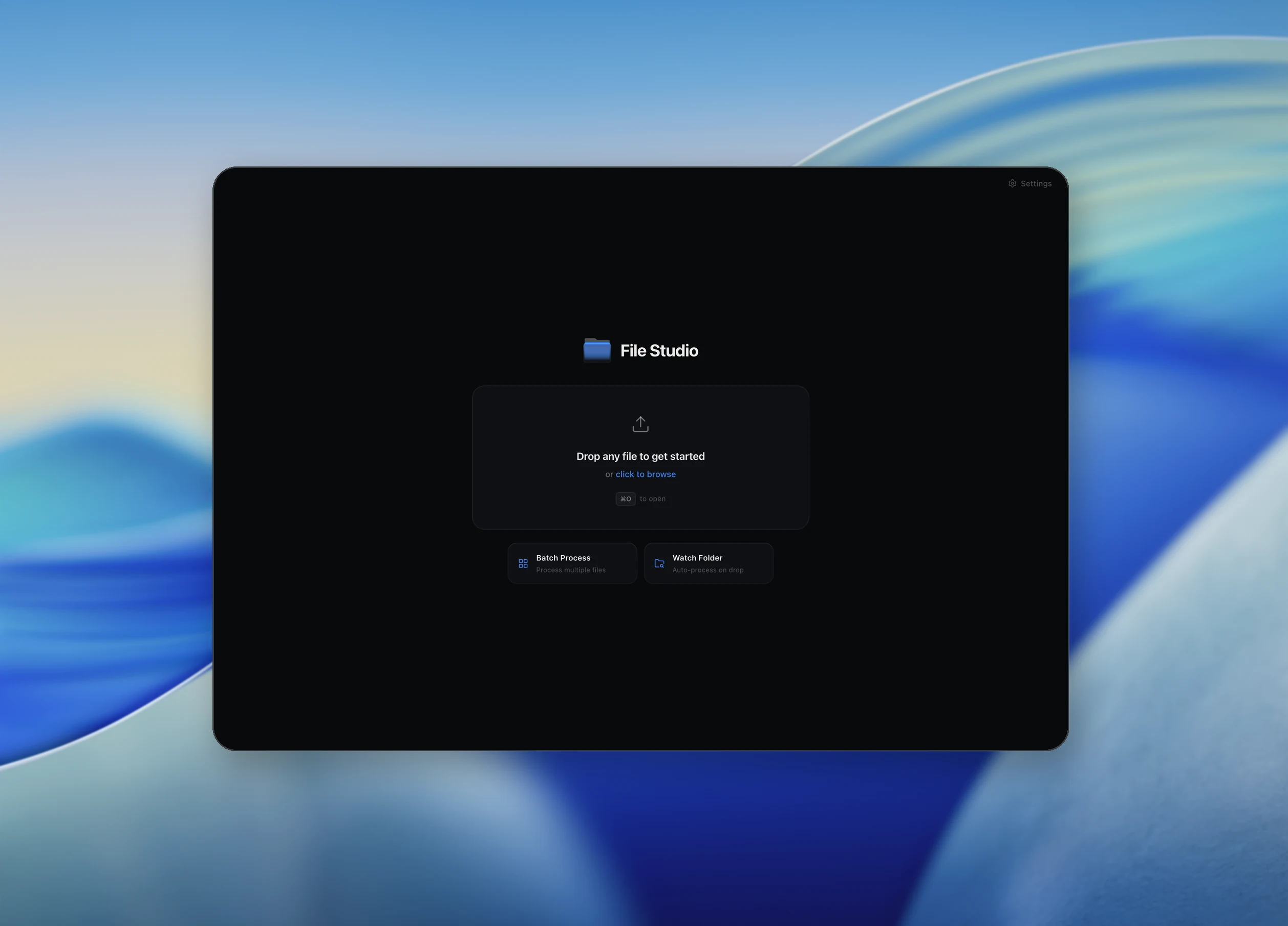 File Studio app interface