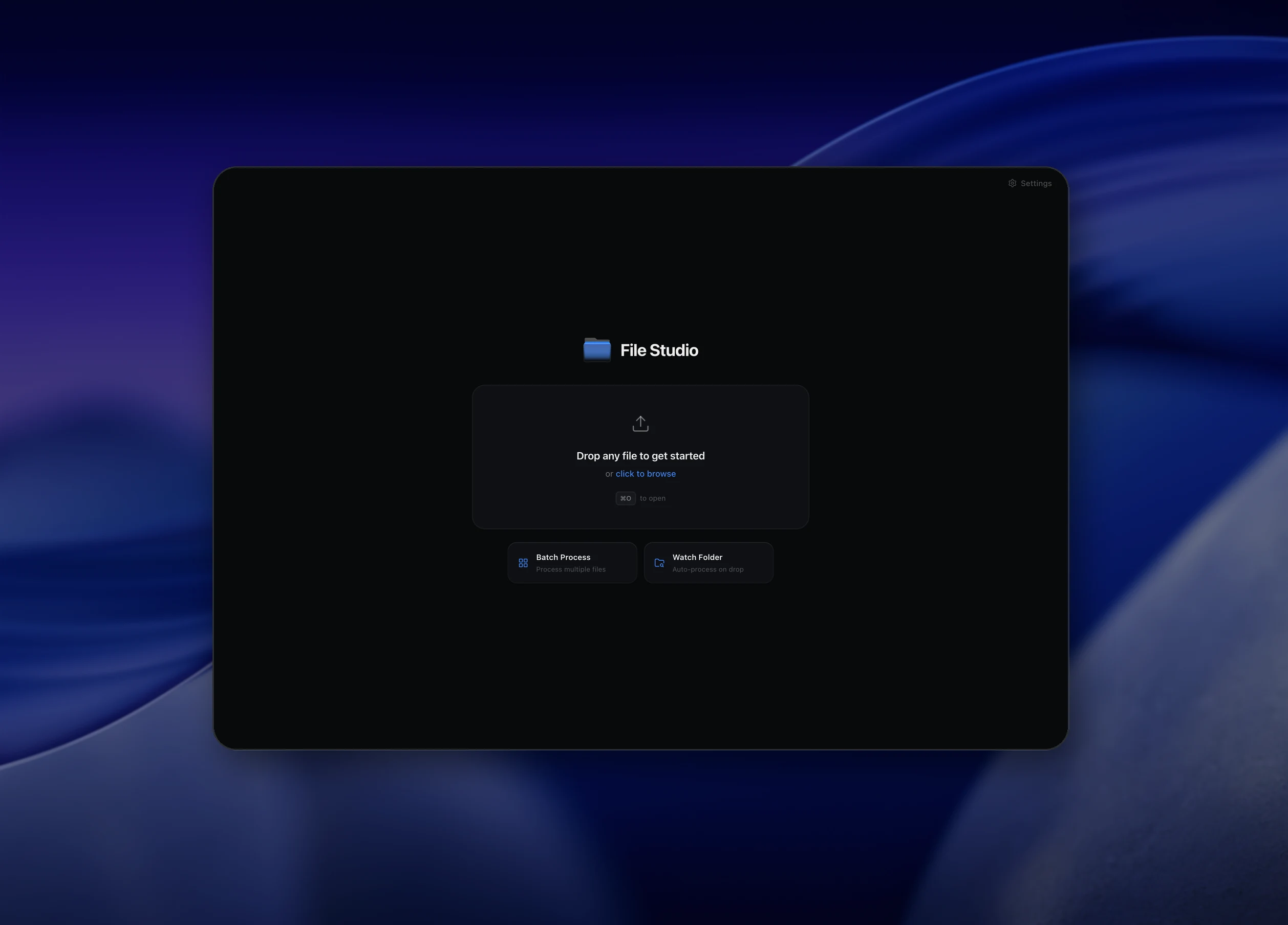File Studio app interface