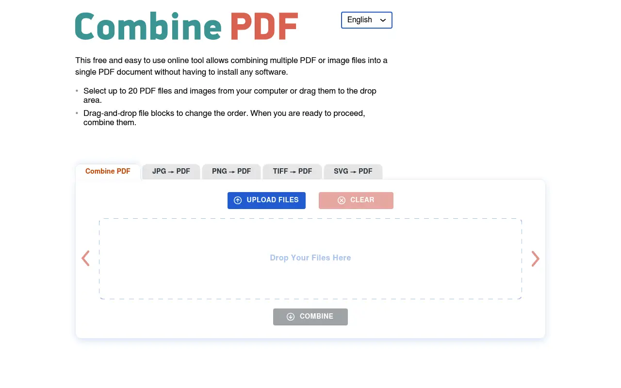 CombinePDF website screenshot