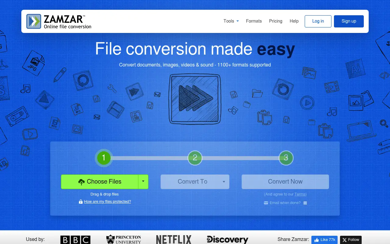 Zamzar website screenshot